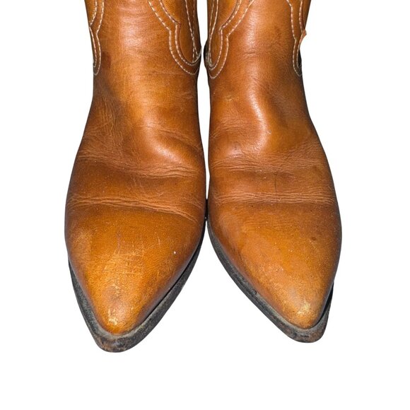 Justin Womens Western Leather Cowboy Boots Size 5.5 B Brown 12" Top To Bottom - Picture 3 of 16